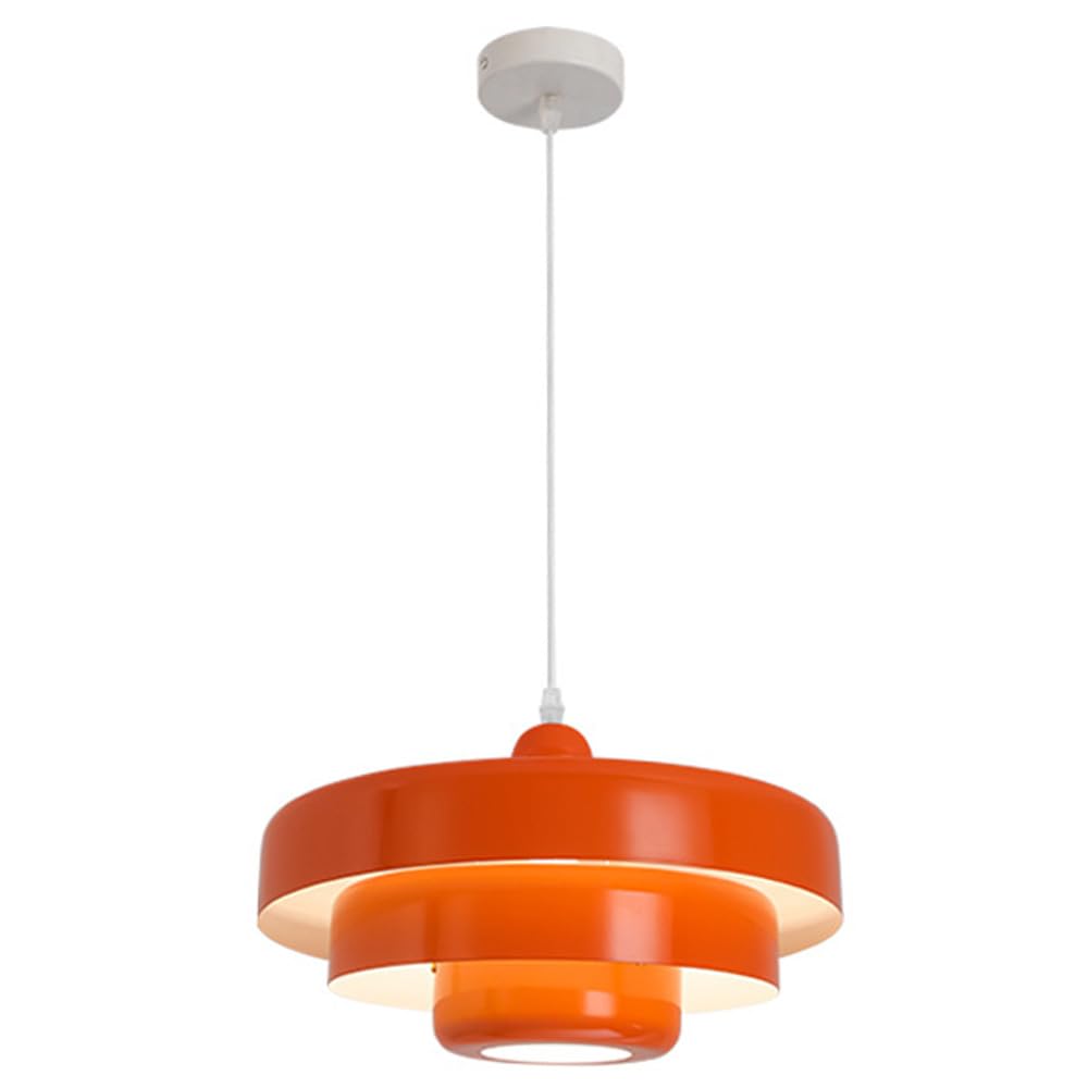 LYMSXAZOU Nordic Metal Pendant Light, Mid Century Modern Light Fixtures, 3-Layer Design, 13.7 inch Vintage Chandelier Ceiling for Living Room, Hallway, Fixtures (Orange)(Color:Or