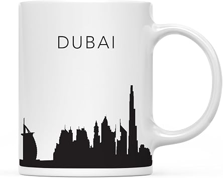 Andaz Press 11oz. Tourist Travel Souvenir Coffee Mug Gift, Dubai UAE Skyline, 1-Pack, Christmas Birthday Moving Away Study Abroad Graduation Bon Voyage, Includes Gift Box