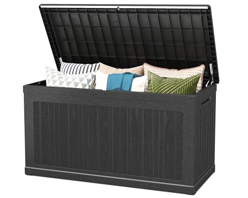Skepphlay 230 Gallon Waterproof Deck Box, Lockable, Black
