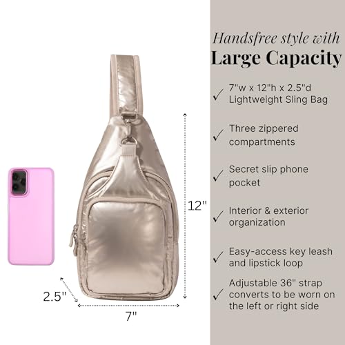 Image of Baggallini Women's Central Park Sling 12 inchx7 inch Crossbody Bag W /Convertible Adjustable Shoulder Strap