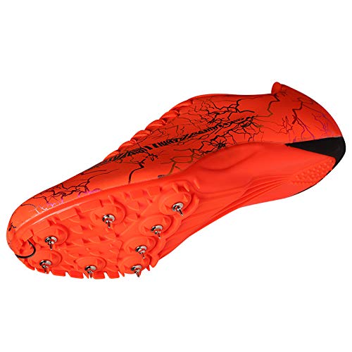 Track Spikes Shoes Mens Womens Track and Field Athletics Training Sprint Racing Track Shoes with Spikes (7,Orange)