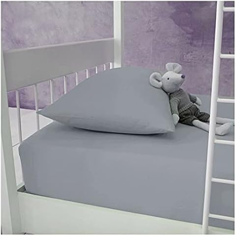 Percale Fitted Sheet - 100% Polycotton Bunk Bed Size Super Soft Luxury Non Iron Easy Care Fitted Bedding Sheet, 25CM Deep Pockets Bed Sheet - Small Single, 75 x190cm (Grey) Cover