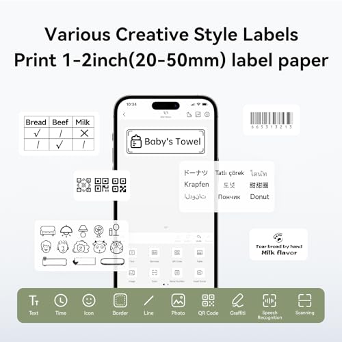 NIIMBOT B1 Label Maker Machine with Tape, 2 Inch Portable Sticker Printer for Home School & Small Business, Compatible with Phones & PC, Green White by NIIMBOT - Image 7