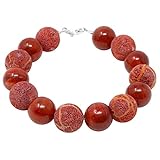 Maß der Steine Ø14mm Armband Natur-Koralle Schaumkoralle rot-orange Kugel 925 Silber glatt & mit Poren