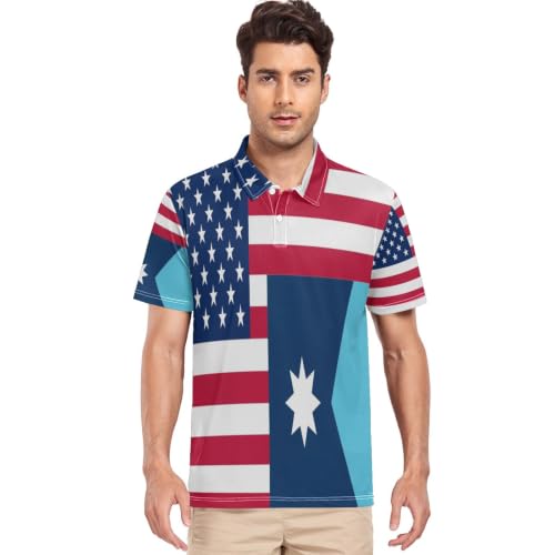 Polo drapeau USA Minnesota pour homme au séchage rapide GuoChe