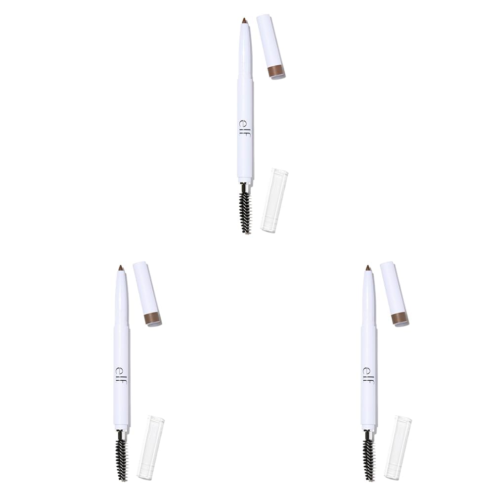e.l.f. Instant Lift Brow Pencil, Doppelendiger Präzisions-Augenbrauenstift Zum Definieren Und Formen Der Augenbrauen, Vegan & Tierversuchsfrei, Taupe, 0,18 g (Packung mit 3)