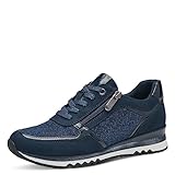 MARCO TOZZI Damen Sneaker flach Elegant mit Schnürsenkeln und Reißverschluss, Blau (Navy Comb), 40