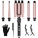 iToncs 5-in-1 Lockenstab-Set, 3 Fässer Welleneisen mit...