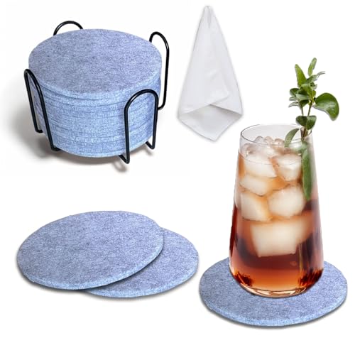 SNZ 12 Pezzi Sottobicchieri, Sottobicchiere per feltro, Antiscivolo Sotto Bicchieri, Nero Rotondi Antiscivolo Sottobicchiere per Caffè, Birra, Boccali, Bicchieri da Vino, Casa, Bar (grigio)