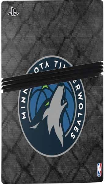 Skinit Decal Gaming Skin Compatible with PS5 Pro Console - Officially Licensed NBA Minnesota Timberwolves Dark Rust Design