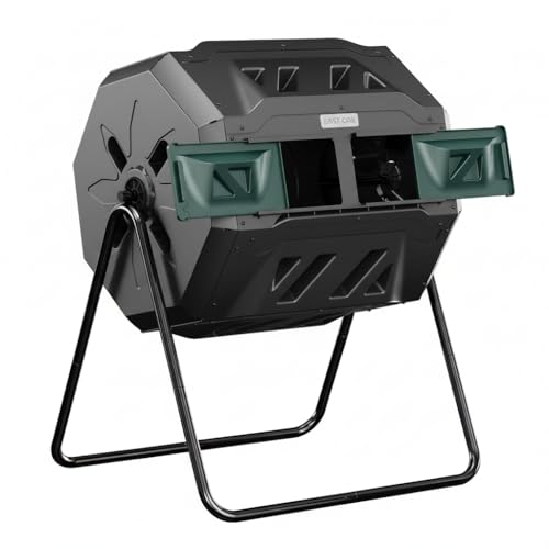 East Oak Compost Tumbler Outdoor, 43-Gal Dual Chamber Compost Bin...