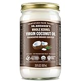 Dr. Bronner’s Organic Virgin Coconut Oil. Unrefined Whole Kernel Coconut Oil Tub. (30 oz. Glass Jar)
