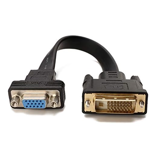 CABLEDECONN Active DVI-D Dual Link 24+1 Male to VGA Female Video with Flat Cable Adapter Converter Black (E0207)