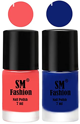Image of Long Lasting Nail Polish | Nail Paint Combo 7 ml Each) - Set of 2 Light Pink-Blue