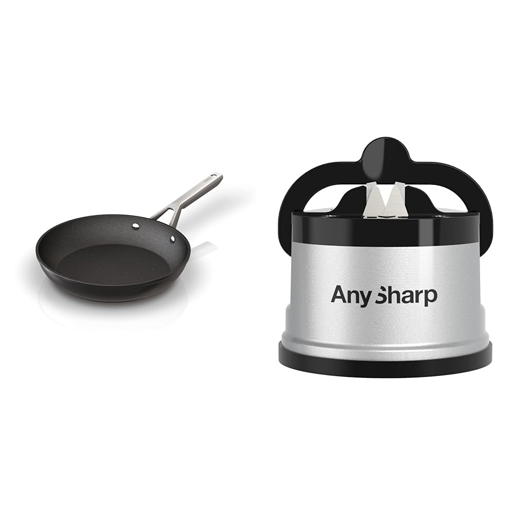 NinjaZEROSTICK Essentials Cookware 30cm Frying Pan, Non-Stick, Long Lasting Forged Aluminium Frying Pan & AnySharp Knife Sharpener, PowerGrip Suction, Safely Sharpens All Kitchen Knives