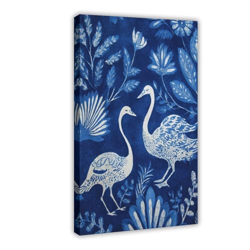 Impression botanique cygne vintage toile décorative 50x75