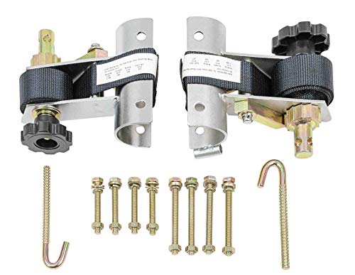 Mytee Products 1-1 2  x 7  Ladder Rack Ratchet Tie-Down Straps (Pair) Round Tube Mount, 304 Stainless Steel