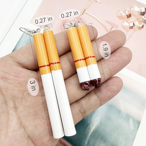 Creative Funny Cigarette Butt Earrings, 2 Pairs Wacky Lifelike Cigarette Earrings Unisex Cool Punk Asymmetrical Dangle Drop Earrings Jewelry3