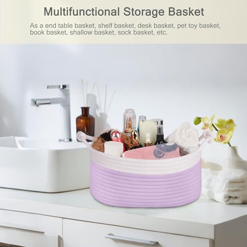 Image of Small Empty Gift Basket with Bag & Ribbons, White & Purple