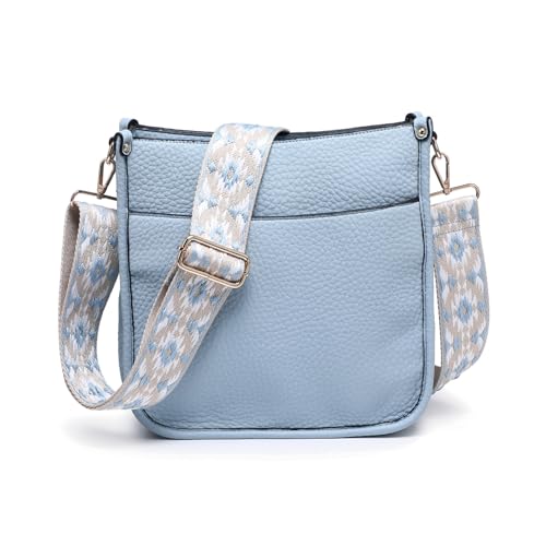 Image of Posie Crossbody Bags for Women Trendy Vegan Leather Hobo Purses Shoulder Handbags with Wide Adjustable Guitar Strap