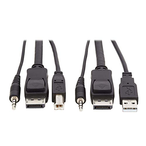 DisplayPort KVM�P�[�u���L�b�g 3�C��1 4K USB 3.5mm �I�[�f�B�I 3xM/6�t�B�[�g