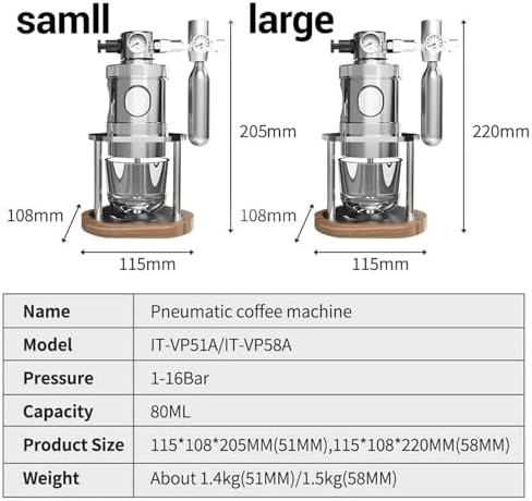 Compact Manual Espresso Machine with Pressure Gauge, 16Bar Fast Extraction for Camping, Travel & Home Brewing - Wooden Base Design