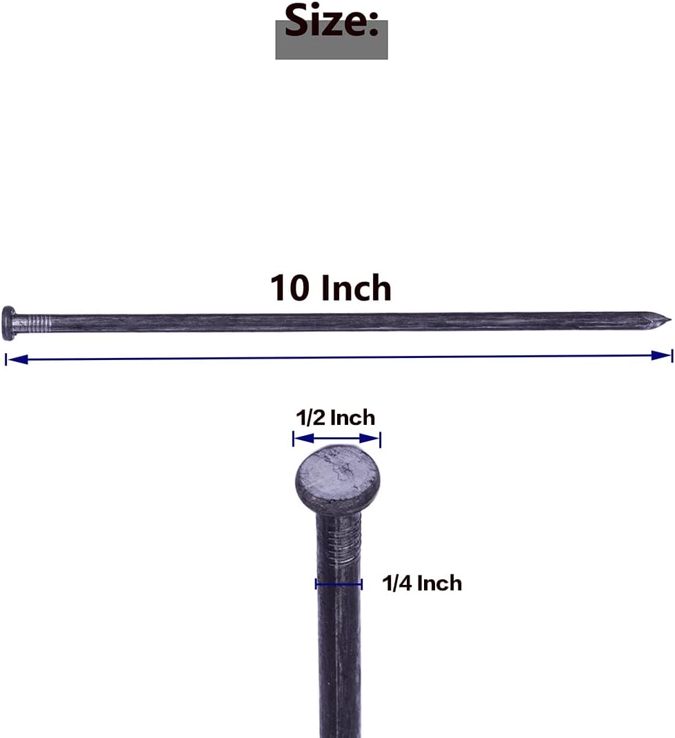 Landscape Spikes 10 Inch 100 Counts Metal Landscape Edging Anchoring Spikes, Heavy Duty Nails for Artificial Turf Spike, Paver Edging, Timber Carpentry, Weed Barrier, Tent Pegs, More (100)