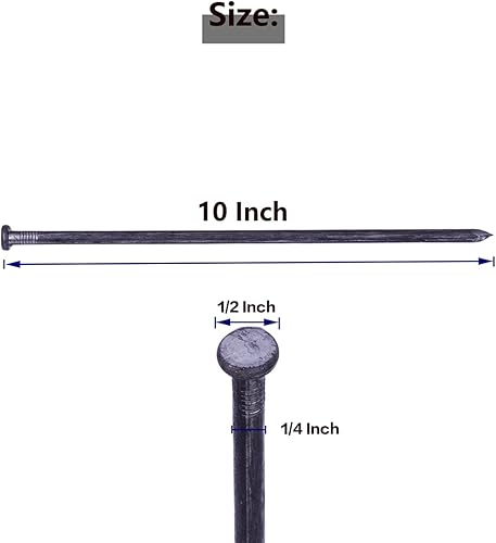 Miniatura 3 de HOT SEAL Púas de paisaje de 10 pulgadas, 50 unidades de metal para bordes de paisaje, clavos resistentes para picos de césped artificial, bordes de