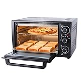 Mini Four Electrique 32L, Four Posable Cuisine, Four Convection Chaleur Tournante 1500W, Four Multifonction Rotisserie Tournebroche, Minuterie 60 Min, Temperature Reglable (Noir)