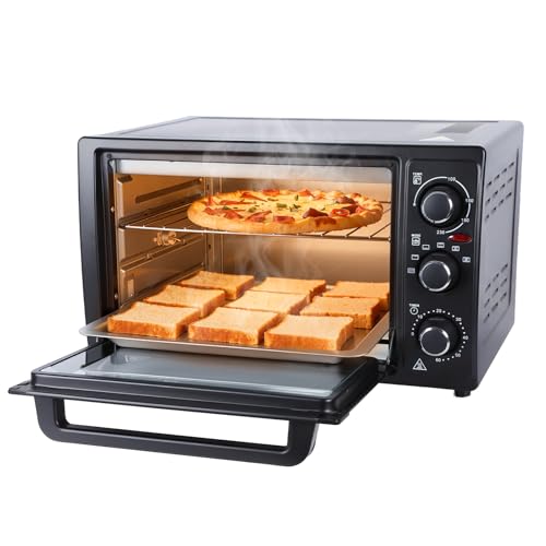 Mini Four Electrique 32L, Four Posable Cuisine, Four Convection Chaleur Tournante 1500W, Four Multifonction Rotisserie Tournebroche, Minuterie 60 Min, Temperature...