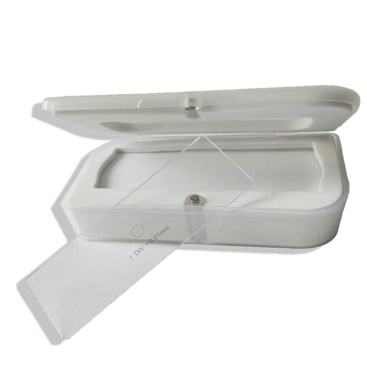 Microscope 0.01 mm Stage Micrometer Glass Slide- Reticle Measuring Calibration Ruler DIV=0.01mm for Biological Microscope Total 1mm