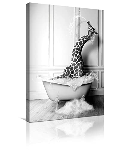 Toile décorative girafe pour salle de bain moderne et salon chaleureux