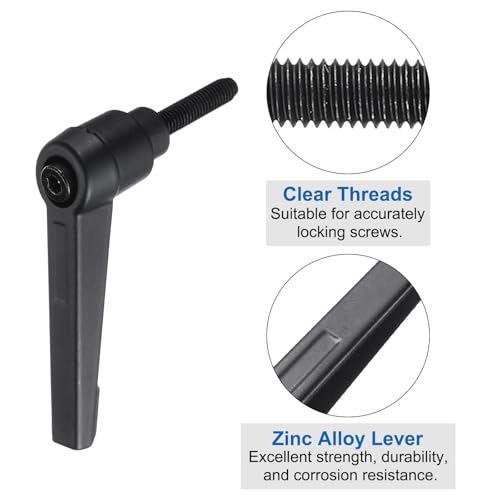 Image of uxcell 4pcs Clamping Lever Adjustable Handle Set Metric M5 x 20mm Male & M5 Female Thread Level Handles Hand Stud Knobs Quick Release Black for Lathe Machinery