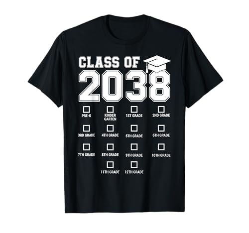 Funny Class of 2038 Grow with Me Kindergarten Regreso a la Escuela Camiseta