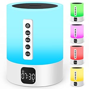 AFEXOA Night Light Bluetooth Speaker Alarm Clock, White Noise Sound Machine