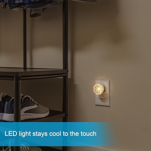 Image of GE Jewel LED Night Light, Plug-in, Always on, Warm White, UL-Certified, Energy Efficient, Ideal Nightlight for Bedroom, Bathroom, Nursery, Hallway, Kitchen, 85094, 4 Pack