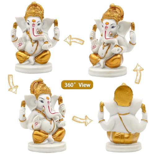 Estatua Lord Ganesha 5" Dorada Hindu Decoración miniatura 5
