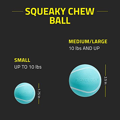Playology Dog Balls For Medium And Large Dogs (10Lbs & Up) - Dog Ball For Aggressive Chewers - Squeaky Toy, Engaging All-Natural Peanut Butter Scented - Non-Toxic Rubber Dog Ball Toys #TOP6