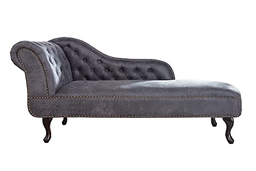 invicta INTERIOR Design Chesterfield Recamierè antik grau Récamiere Chaiselongue Chaise Longue Sofa Wohnzimmer Ottomane – Bild 7