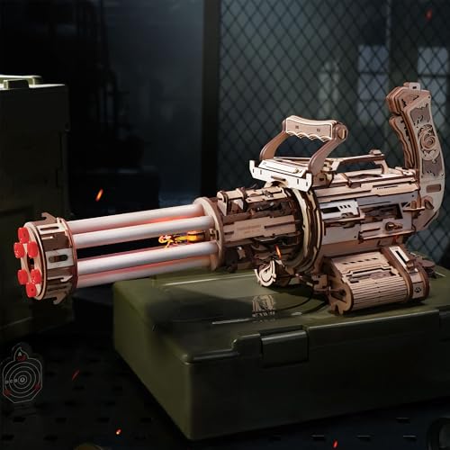 ROBOTIME 3D Wooden Puzzle Kit for Adults & Teens Mechanical DIY Model with 412 PCS Rubber Band Launcher Creative Gift for Puzzle Enthusiasts & Collectors LQA01