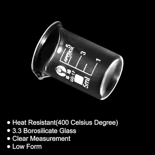 Bécher de laboratoire en verre borosilicaté compact 5 ml, récipient gradué haute résistance - 5