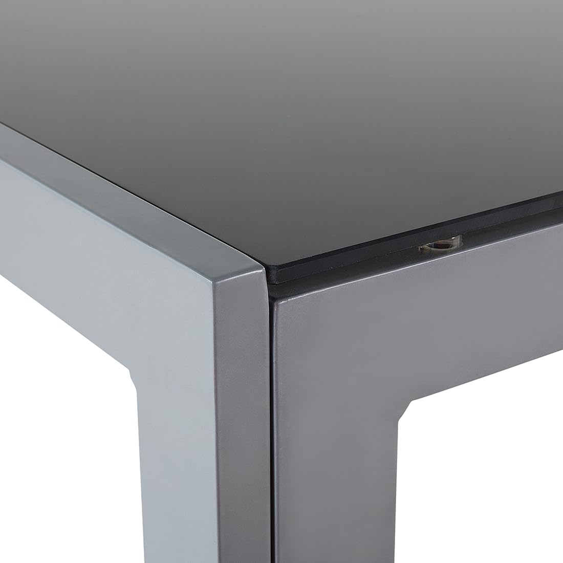 Beliani Gartentisch Esstisch Glas Schwarz für 6 Personen 160x90 cm Aluminium Catania