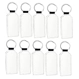 Pegciuho 10 Stück Leerer Schlüsselanhänger Schlüsselring Anhänger Set Schlüsselketten Rohling PU Flach Beidseitig Bedruckbar für Hitzetransfer für Gesche, Flasche