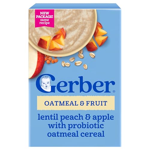 GERBER CEREAL FOR BABY POWER BLEND Toddler Oatmeal Lentil Peach Apple 5x8oz