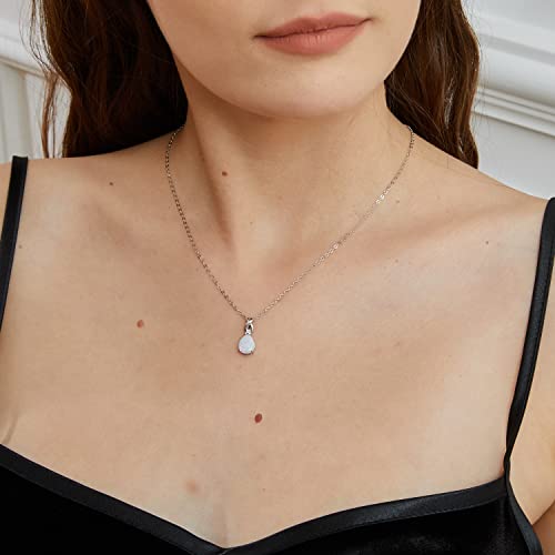 VOLUKA White Fire Opal Pendant Necklace for Women Gemstone Birthstone Jewelry Gifts for Girls …2
