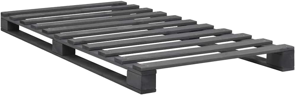 vidaXL Solid Pine Wood Pallet Bed Pallet Furniture Solid Wood Bed Wooden Bed Futon Bed Frame Single Bed 100 x 200 cm Grey