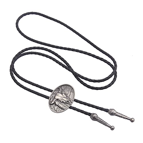 Image of GelConnie Bolo Ties for Men Women Western Cowboy Tie Mens Western Necklace Leather Necktie Gold Bolero Tie Cowboy Necklace