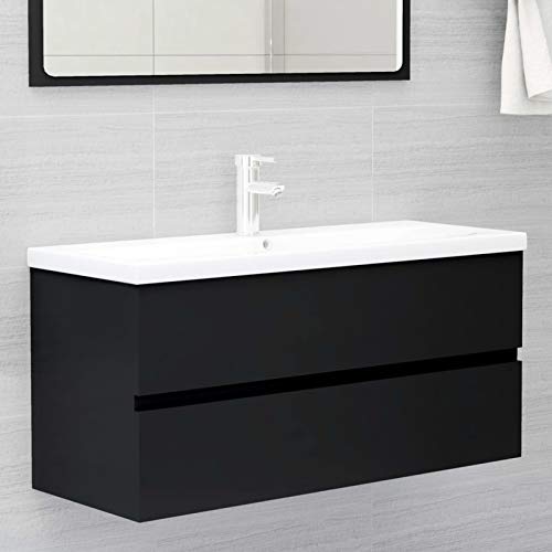 Camerina Armario para Lavabo Madera contrachapada Negro Mueble BañO Bajo Lavabo 100x38,5x45 cm