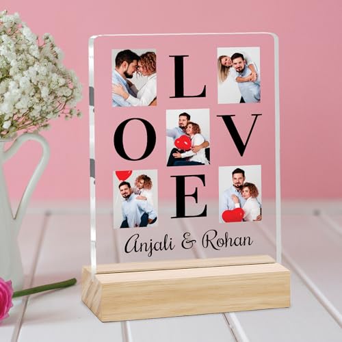 Image of Giftplease Customized Photo Frame with Wooden Stand | Transparent | Personalized Couple Picture Frame Gift for Girlfriend, Boyfriend, Husband, Wife |Anniversary, Wedding, Valentine s Day C 11
