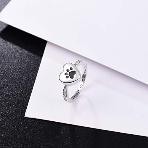 925 Sterling Silver Love Heart Urn Ring for pet Dog Cat's Ashes Keepsake Memorial Tiny Jewelry Forever in My Heart Paw Print Cremation Finger Rings3